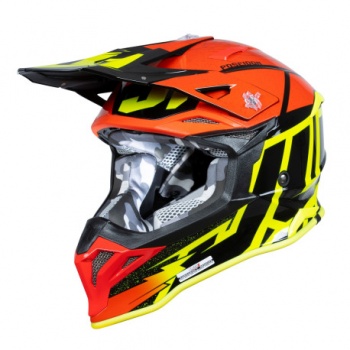 CASCO JUST1 J-39 POSEIDON NEGRO / AMARILLO FLUOR / ROJO